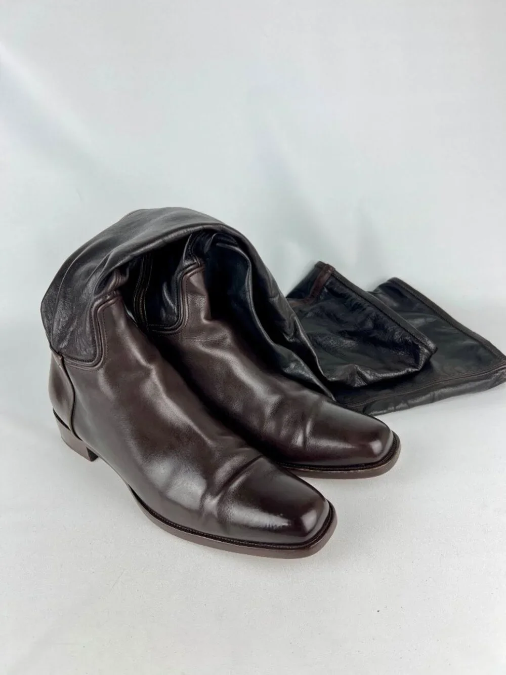 Alaia Womens Brown Leather Over the Knee Boots Low Heel Italy size EU 40 US 10